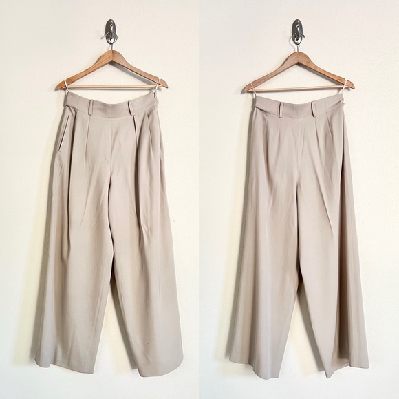 Vintage CELINE 100% Wool Double Breasted Blazer + Wide Leg Pants SET in Beige - Picture 10 of 15